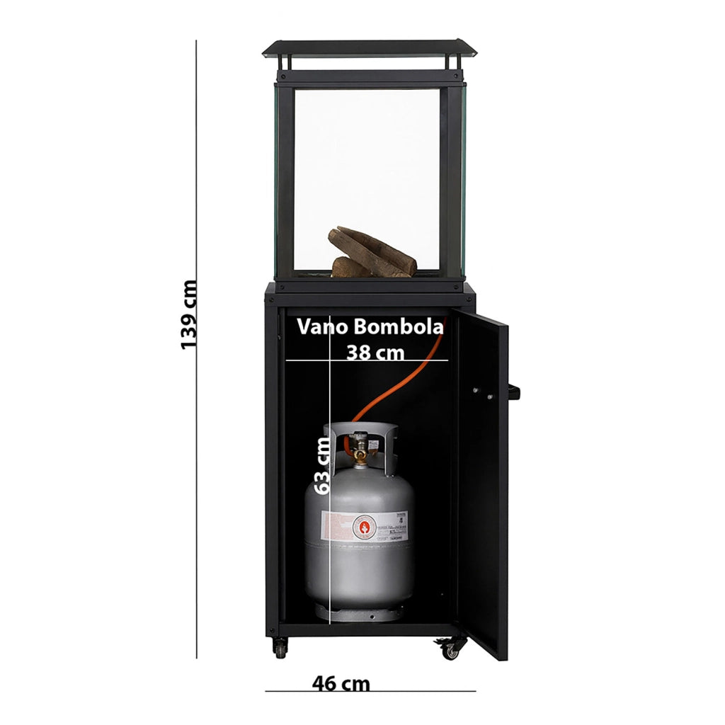 Stufa a Gas da Esterno Raven 8kW Riscaldatore a Propano con Copertura Nero