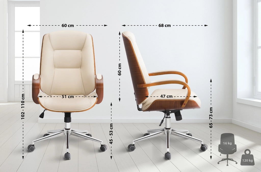 Sedia da ufficio Yankton in similpelle Noce/crema
