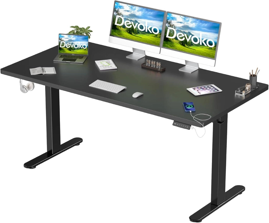 180 x 80 cm Scrivania Regolabile In Altezza,Scrivania Elettrica con Desktop Completo,Altezza Regolabile 73-119 cm,Scrivania per Ufficio con 4 Altezze di Memoria,Porta di Ricarica USB(Bianca)