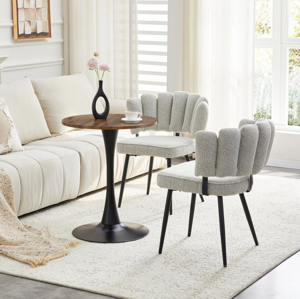 Set tavolo e sedie rotondo 60 cm in MDF effetto legno, 2 posti, nero e grigio