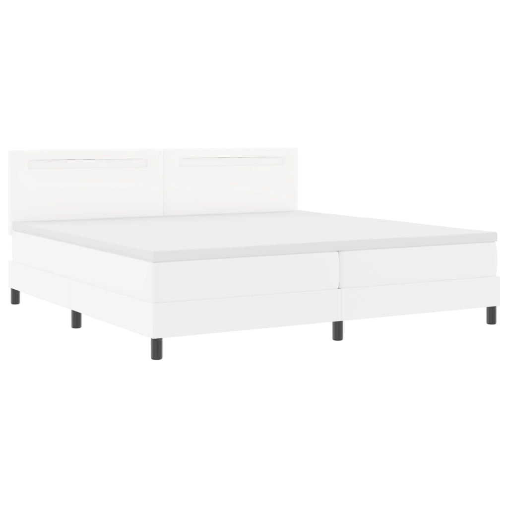Letto Box Spring  con Materasso Bianco 200x200 cm in Pelle Sintetica
