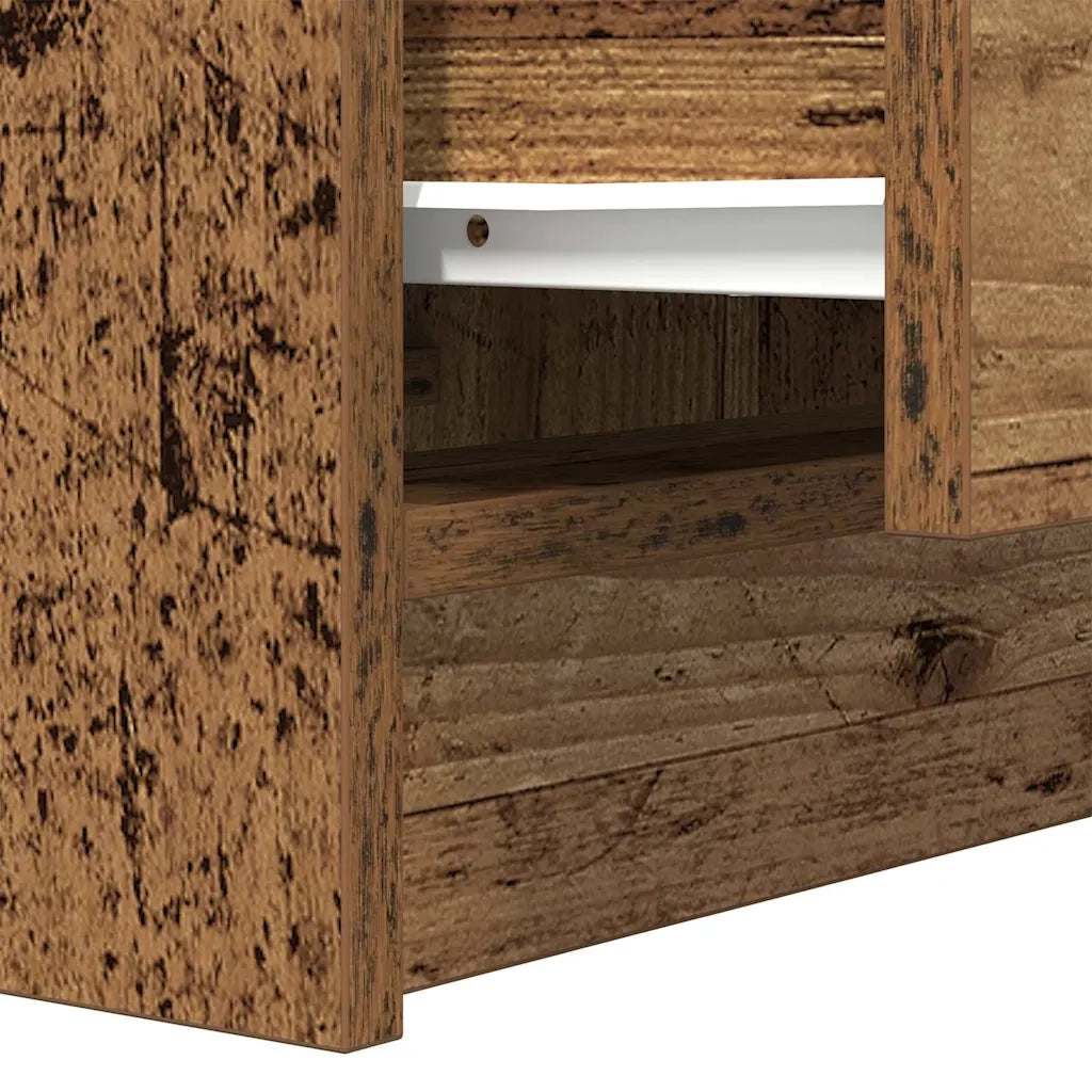 Comodino | Armadio da Notte | Mobiletto da notte con 2 Cassetti Legno Antico 38x34x80 cm