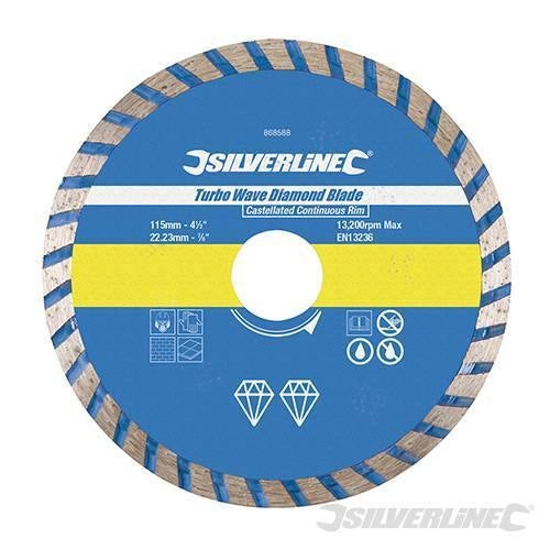 Lama a disco diamantata Turbo Wave per piastrelle per smerigliatrici angolari foro 22,23 mm - 115 x 22,23 mm