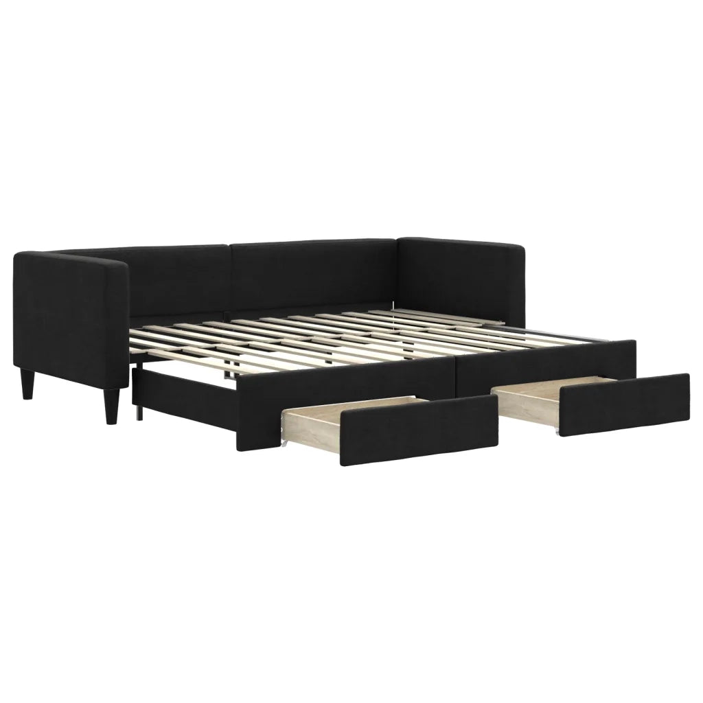 Divano Letto Estraibile con Cassetti Nero 80x200 cm in Tessutocod mxl 130620