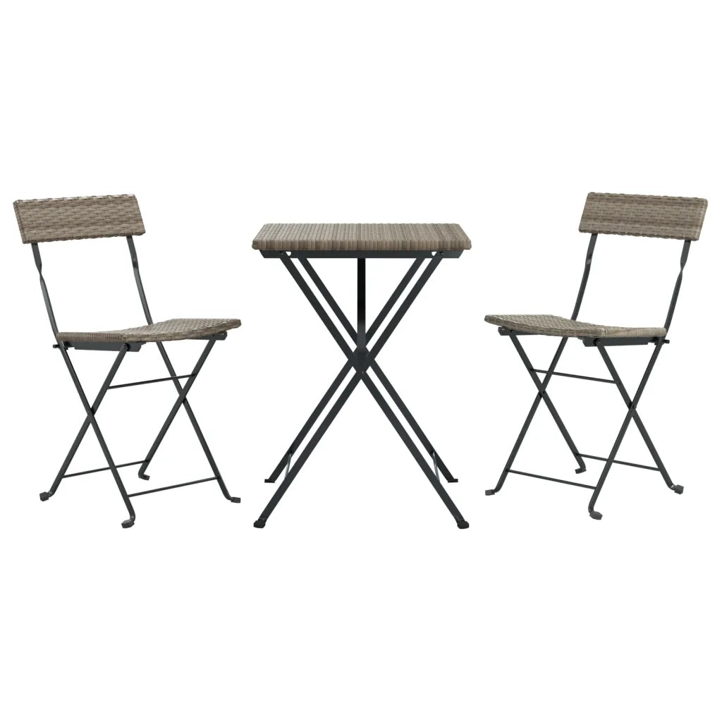 Set Pieghevole da BistrÃ² 3 pz Grigio in Polyrattancod mxl 97460