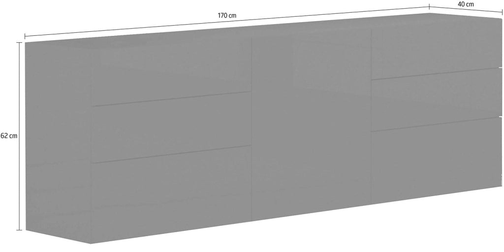 Credenza 1 Anta + 6 Cassetti 170x40x73 cm Metis Antracite Lucido