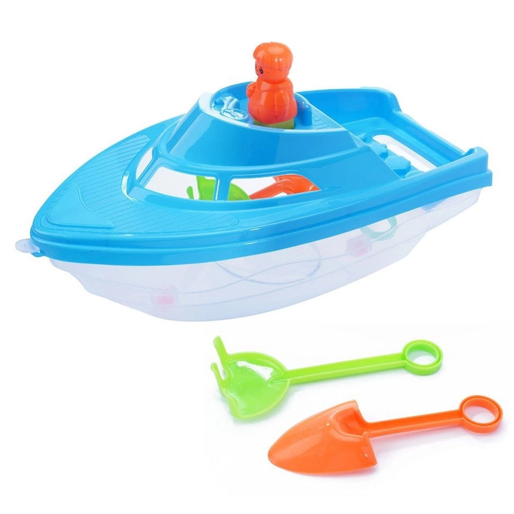 Trade Shop - Set 3 Pz Barca Mare Con Accessori Giochi Per Bambini Spiaggia Estate 15x40 Cm 258289 -