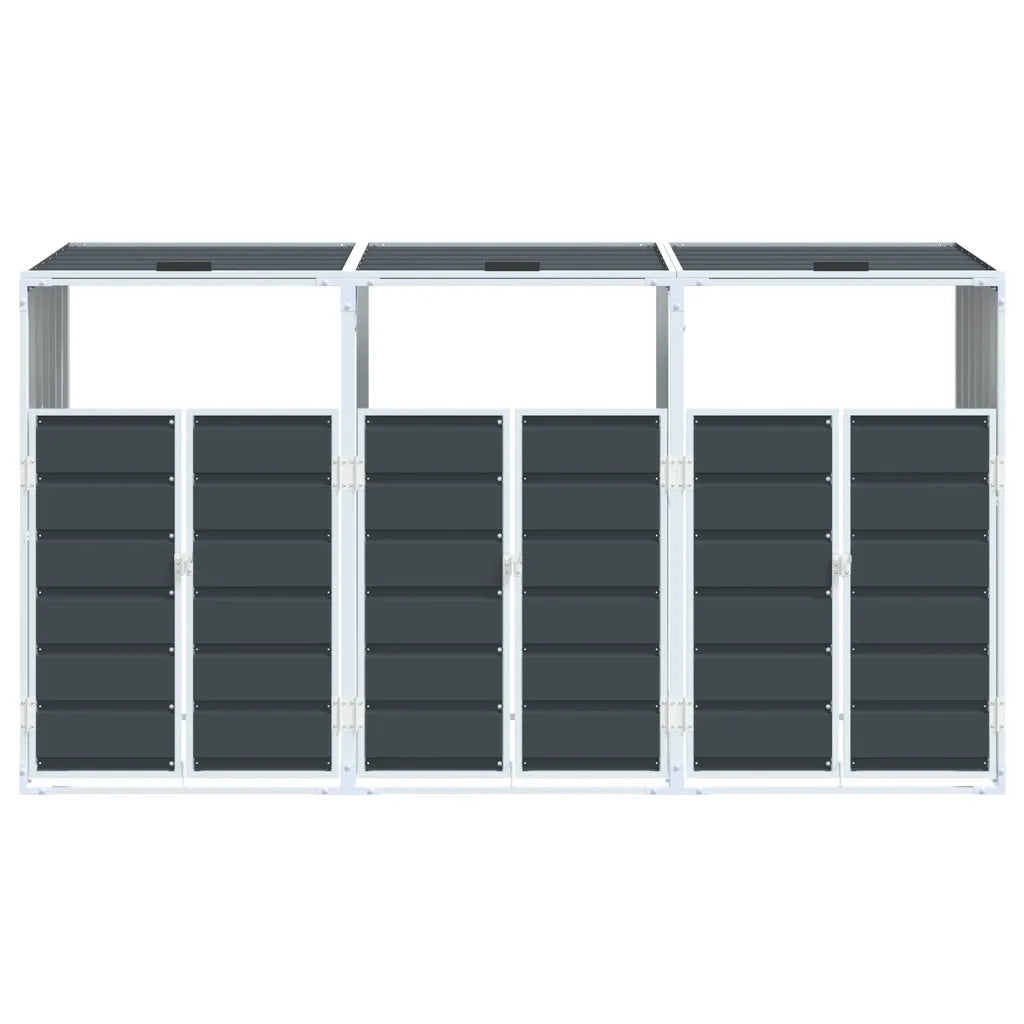 vidaXL Copribidone Ruote per 3 Bidoni Antracite 216x81x115 cm Acciaio
