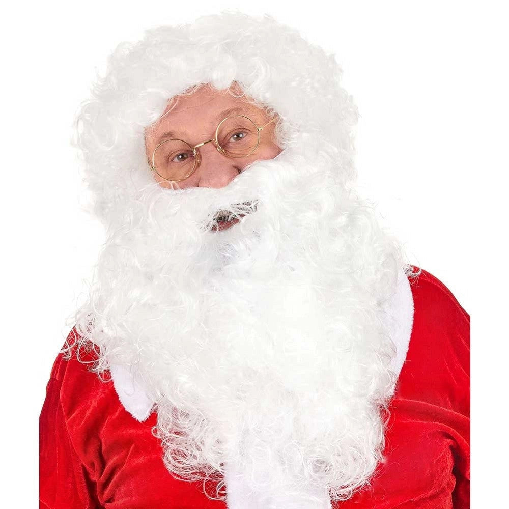 Trade Shop - Barba Con Parrucca Bianca Babbo Natale Per Vestito Santa Claus Taglia Unica -