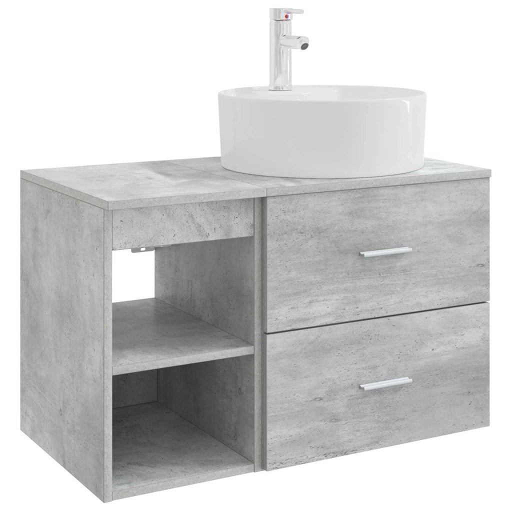 Set di mobili per il bagno 2 pcs Grigio Cemento 3403907