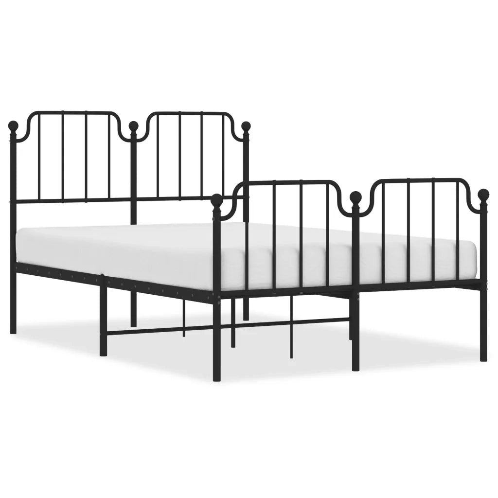 Letto matrimoniale | Letto per adulti | Giroletto con Testiera e Pediera Metallo Nero 120x200 cm