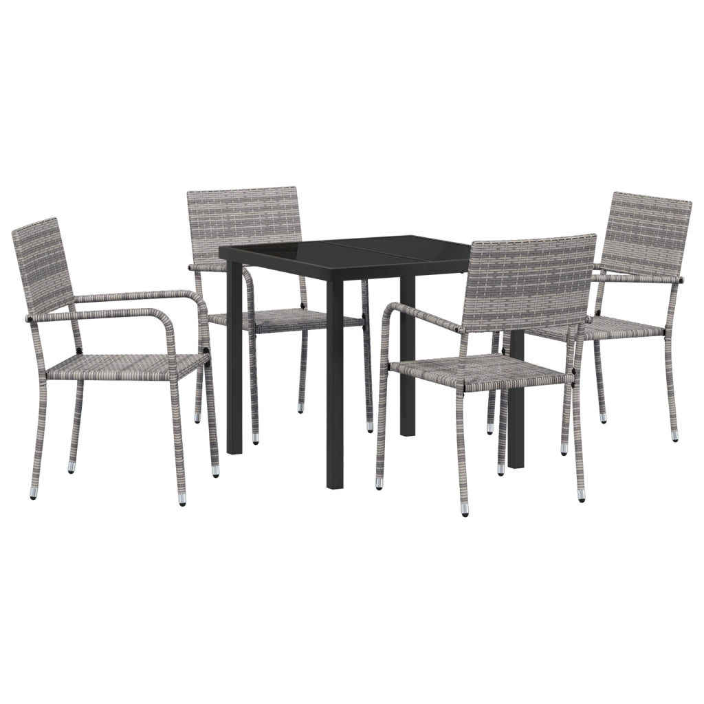 Set di Mobili da Giardino da 5 Pezzi Grigio Polyrattan