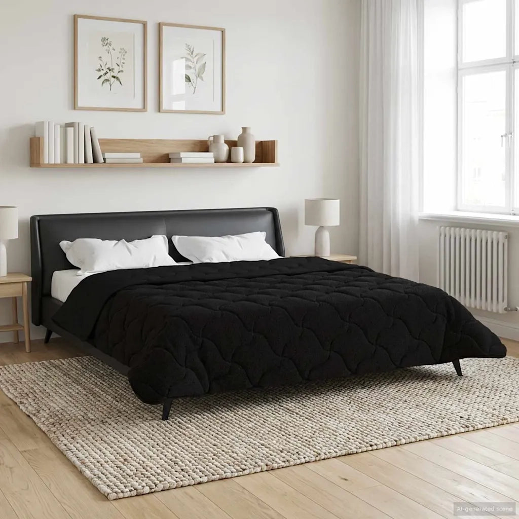 Piumone | Duvet Estivo Nero 200 x 200 cm Microfibra e Fleece Teddy