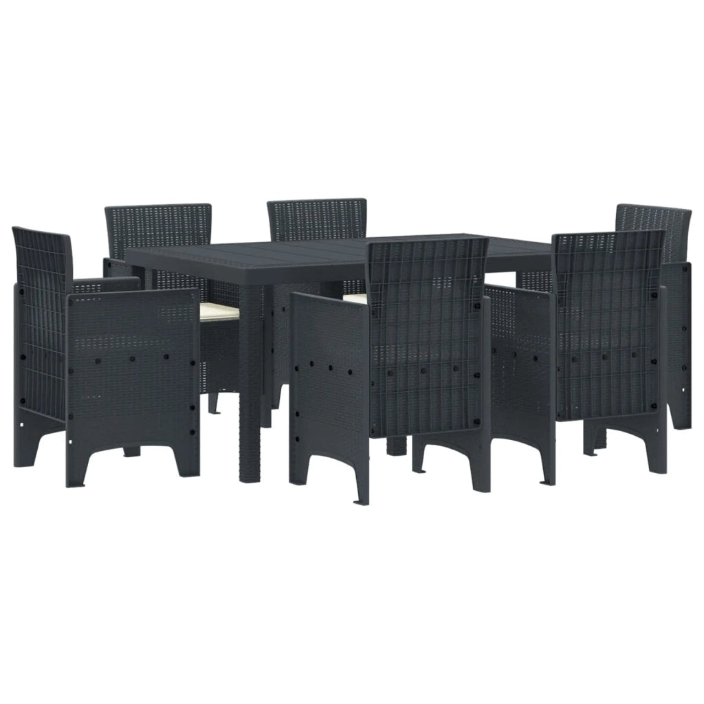 Set da Pranzo per Giardino 7 pcs Antracite Rattan Polt