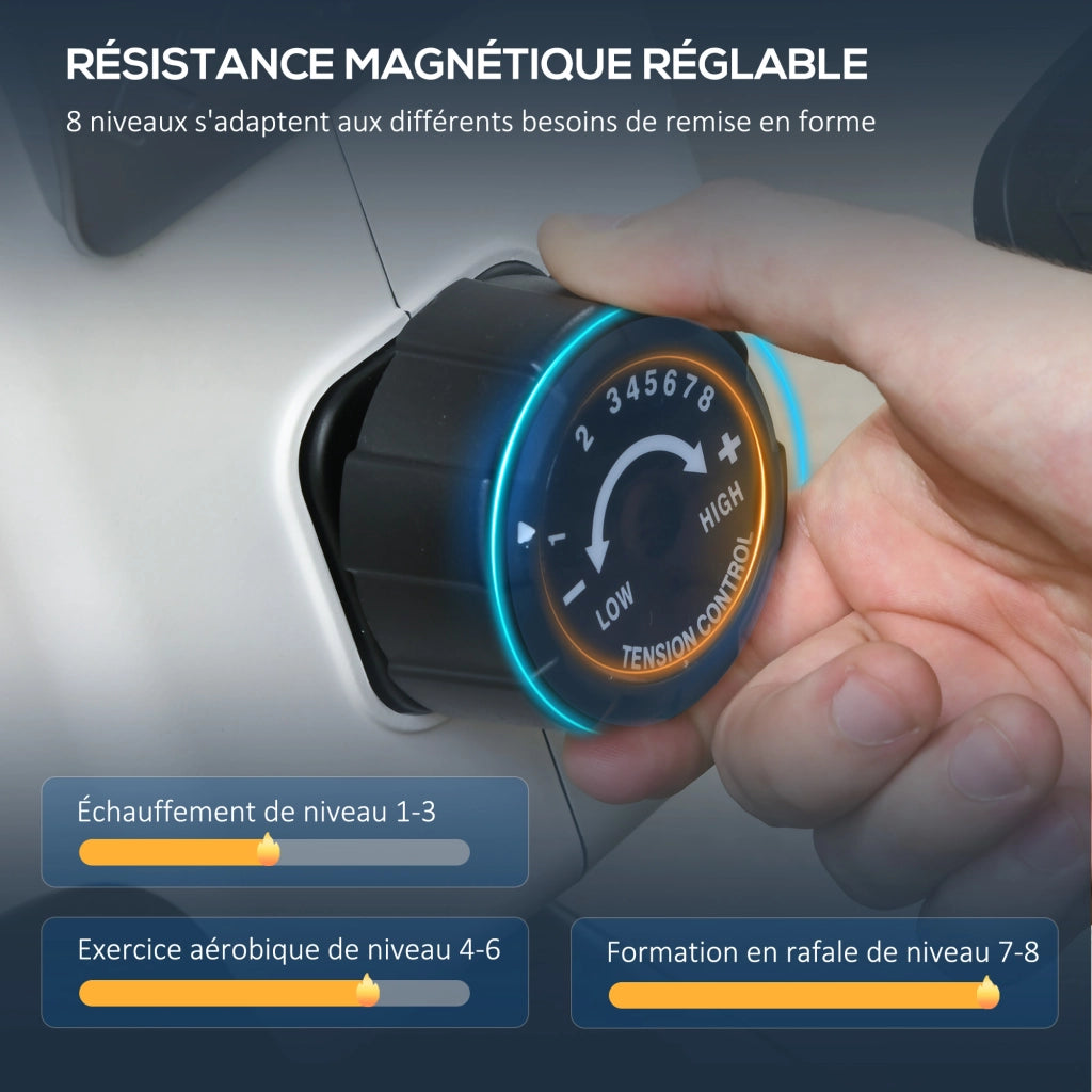 Ellittica da casa pieghevole ¨C zephmum ¨C 8 livelli resistenza magnetica, schermo LCD, acciaio nero e bianco