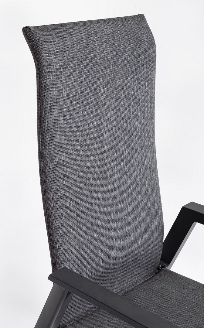 Set 4 Sedie con Braccioli da Giardino 59.5x72x111 cm in Alluminio Ethan Antracite