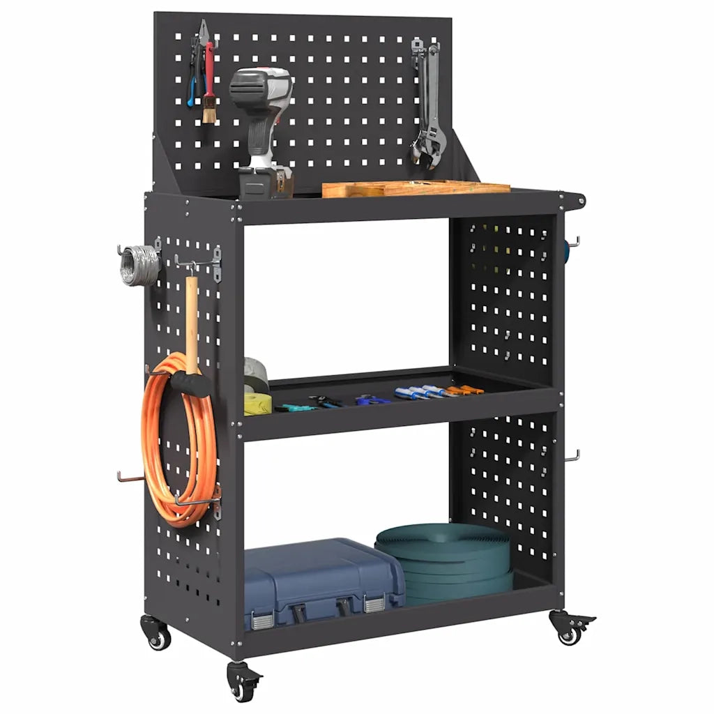 Carrello per Attrezzi con lo scaffale Nero 65 x 35 x 111 cm CFW1061914
