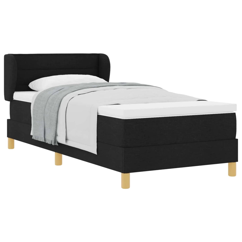 Letto singolo | Letto per adulti | Letto a molle con materasso Nero 90 x 190 cm Tessuto