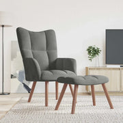 Divano Sedia-Poltrona Relax con Poggiapiedi Grigio Scuro in Velluto 933792