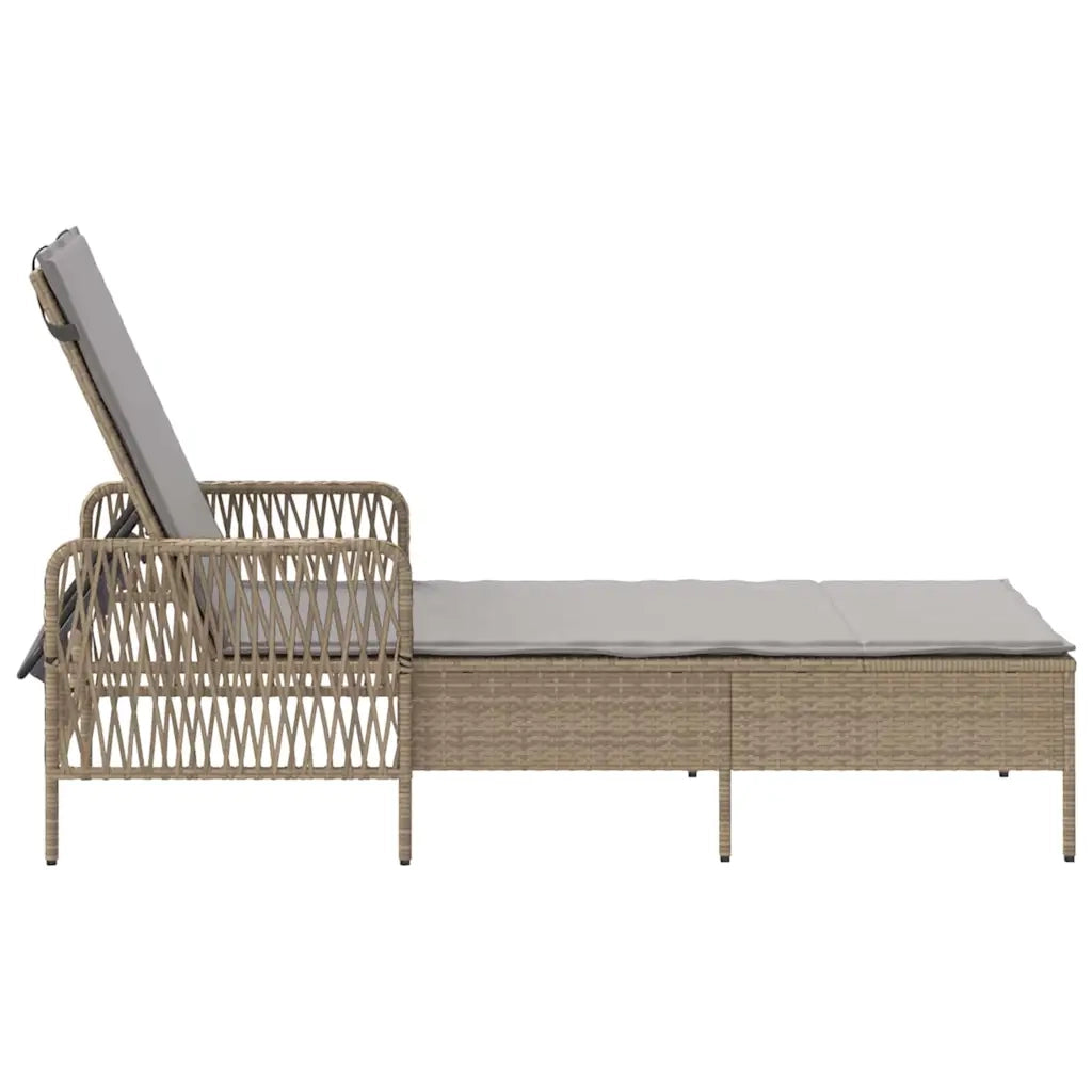 Lettino da sole Beige e Grigio Chiaro 200 x 55 x 92 cm 365428