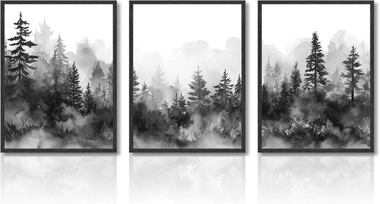 Decorazione di parete boschiva Plus, Set di 3, 30x40 cm, non montato in cornice