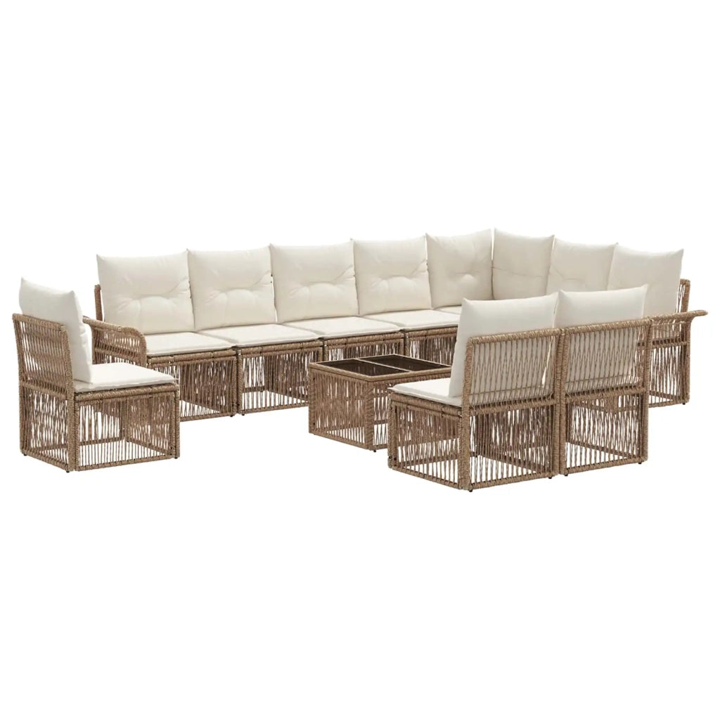 Set Divano da Giardino 11 pcs Beige polyrattan