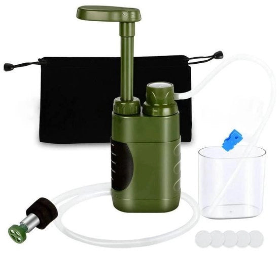 Filtro acqua per l'acqua di sopravvivenza all'aperto 3000 l - Necessario per camping, prepper e emergenze - Colore verde.