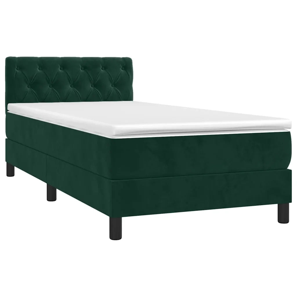 Giroletto a Molle con Materasso Verde Scuro 80x200 cm Vellutocod mxl 123584