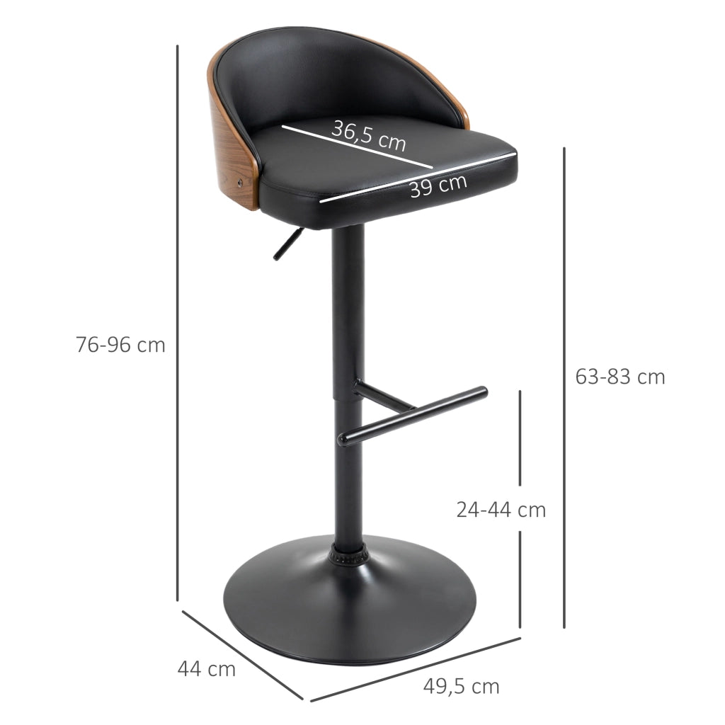 Set di 2 sgabelli da bar ¨C zephmum ¨C nero e marrone, in metallo e legno massello, regolabili in altezza, 360¡ã girevoli