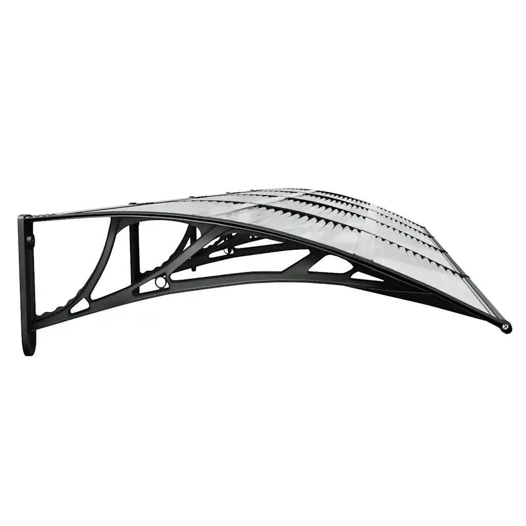 Tettoia per Porta Nero e Trasparente 350x75 cm in Policarbonato CFW1138335
