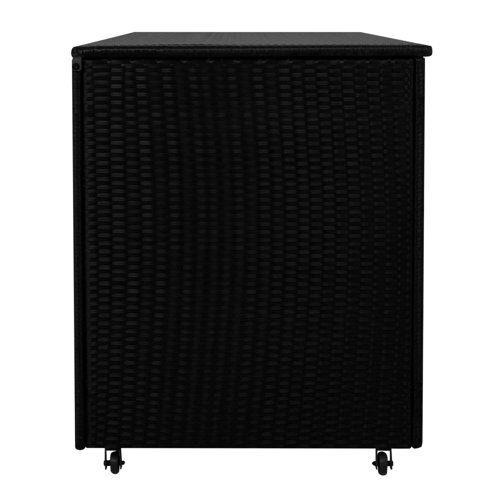 Box Contenitore Rattan Giardino 996L Nero Baule Grande con Rivestimento