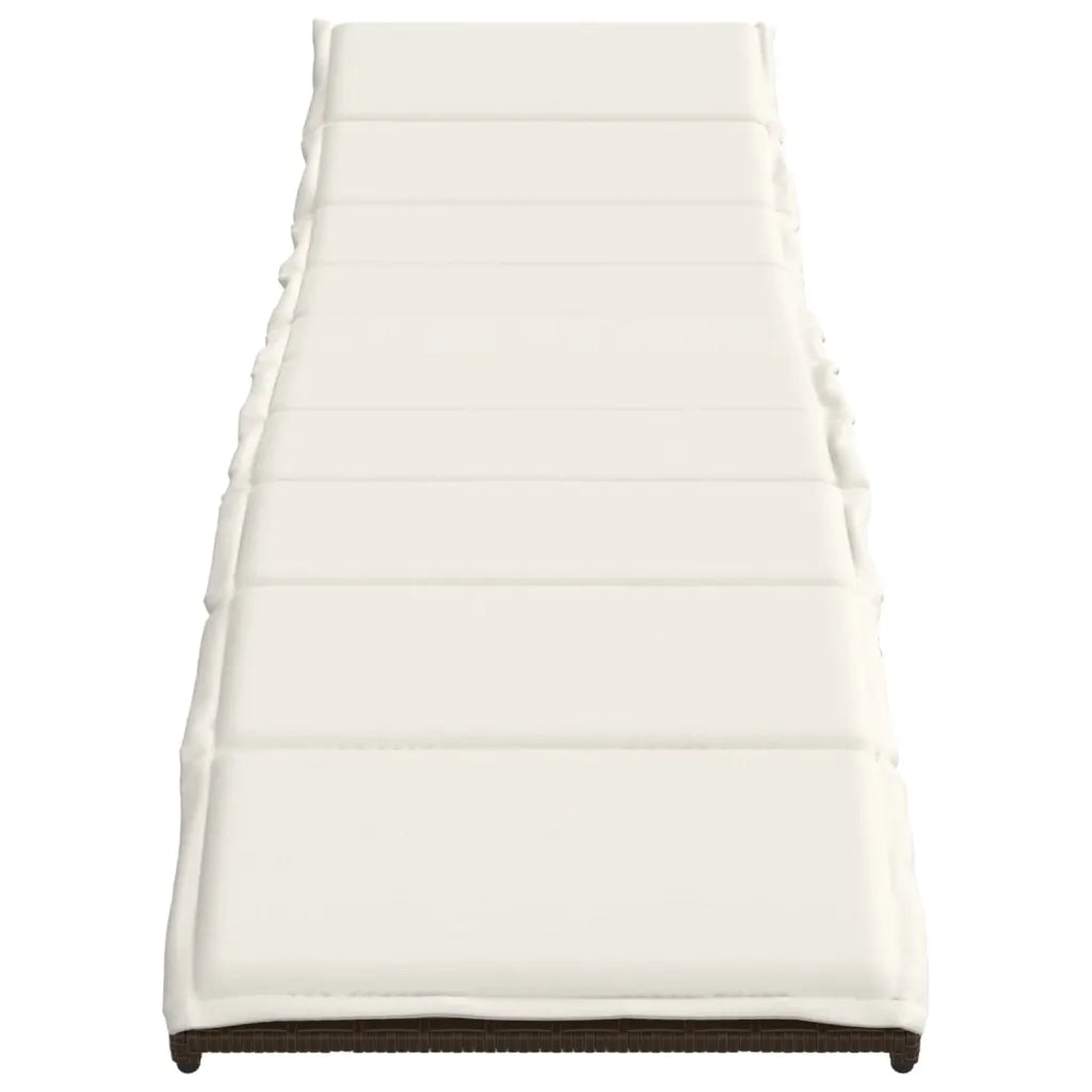 Lettino Prendisole con Cuscino Marrone 55x199x50 cm Polyrattan 368246