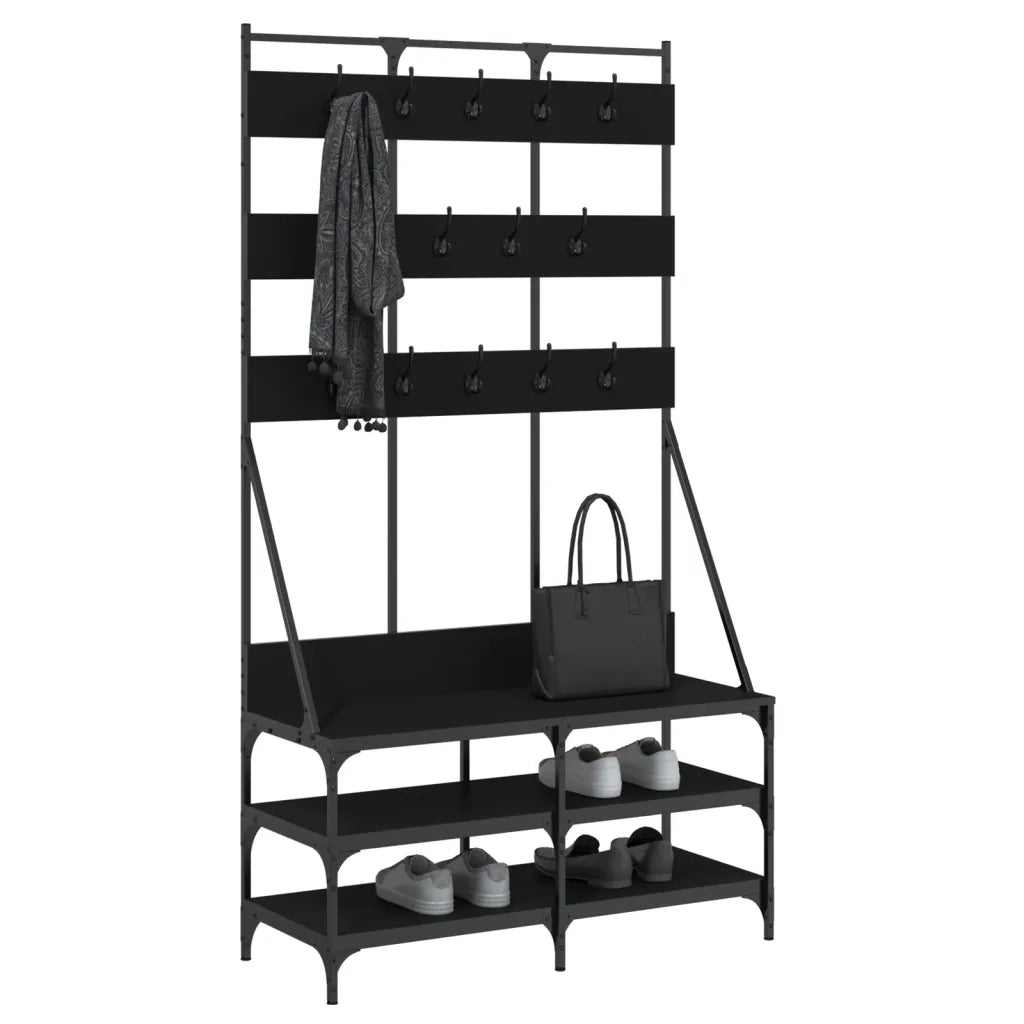 Appendiabiti con Porta Scarpe Nero 100x40x184 cm CFW2798397
