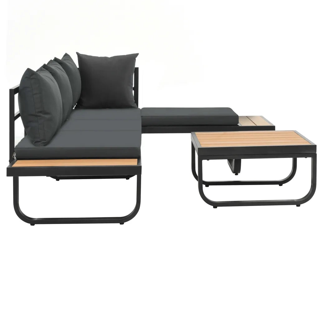 Set Divano da Giardino 2 pz ad Angolo Cuscini in Alluminio WPC 44704