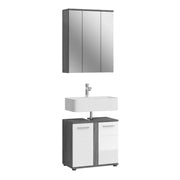 Set di mobili da bagno WILLIAM - Grigio scuro e bianco - 64x191x34 cm