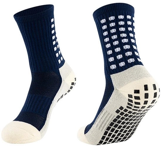 Sokker Anti Slittamento per Sport - 2 Paia - Maggiore Stabilità - Yoga/Pilates - Misto Evaporante - Blu Marino/Bianco - Sokker per Yoga