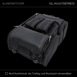 GlamSeries GlamSwitcher trolley e zaino in uno, valigia per trucco con 5 trousse, valigetta per make-up artist con scomparto con protezione termica, organizer per makeup artist, parrucchieri