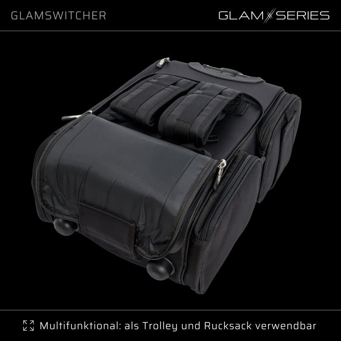 GlamSeries GlamSwitcher trolley e zaino in uno, valigia per trucco con 5 trousse, valigetta per make-up artist con scomparto con protezione termica, organizer per makeup artist, parrucchieri