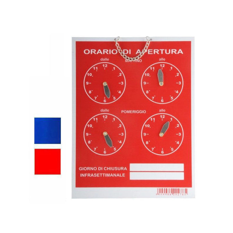 Cartello Orario 4 Orologi Tempopol Blu Cm 16X21