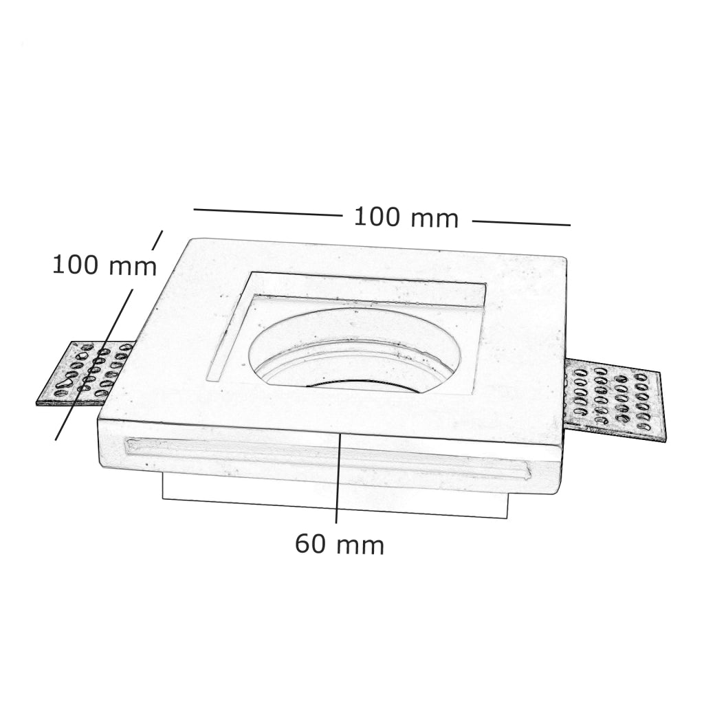 Porta faretto gesso slim 30mm bianco incasso quadrato foro 103x103mm GU10 GU5.3