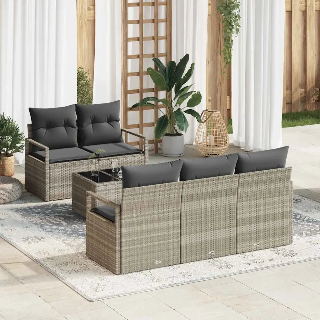 Set di divani con cuscino 6 pcs Grigio chiaro polyrattan 3346262