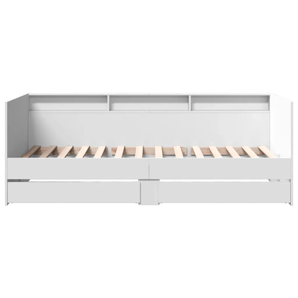 Divano Letto con Cassetti senza Materasso Bianco 90x190 cm