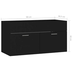 Mobile Sottolavabo Nero 90x38,5x46 cm in Legno Multistrato 804666