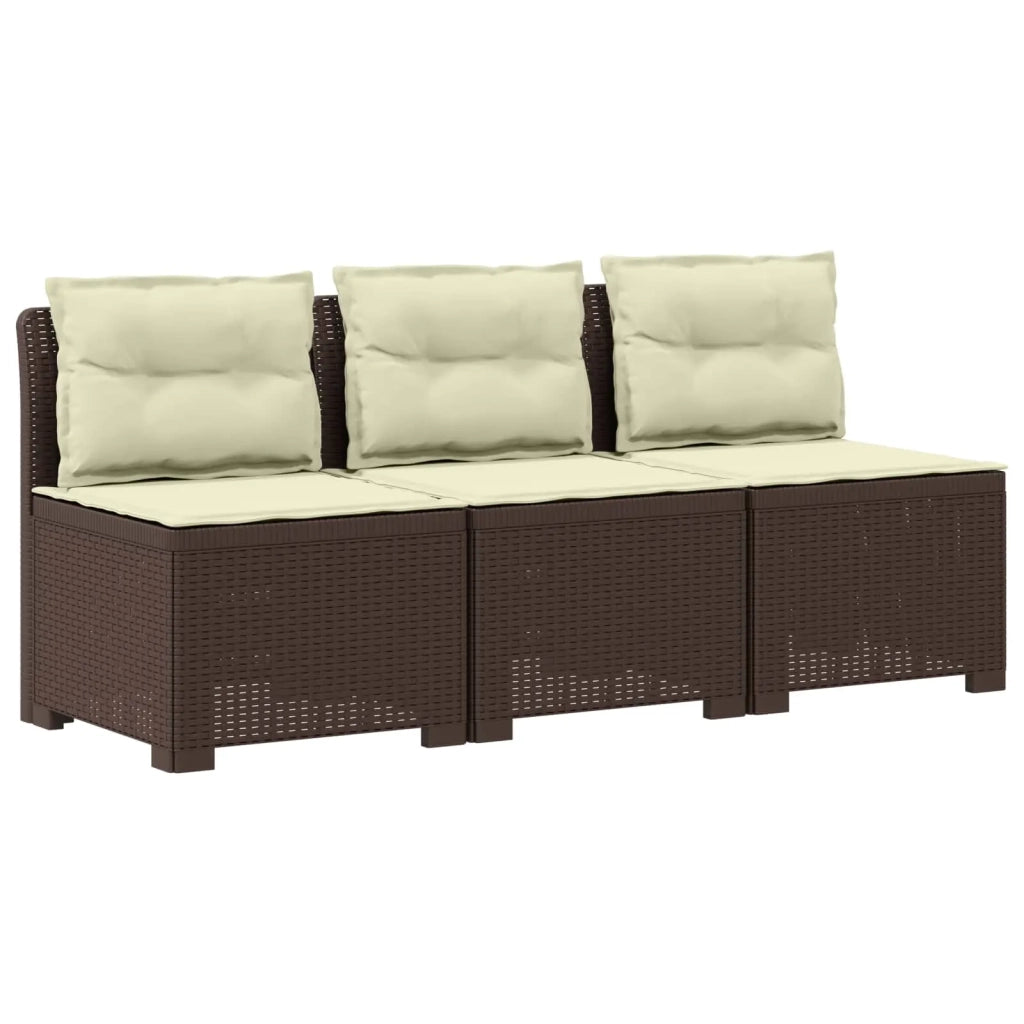 Divano da esterno-Divano da Giardino 3 posti con cuscini in look rattan PP 639147
