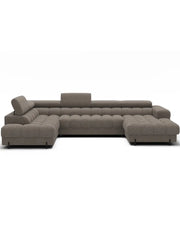 Divano panoramico convertibile Beige scuro angolo sinistro FERARIA 358x93x202cm