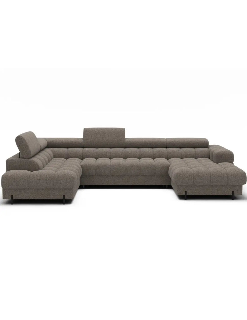 Divano panoramico convertibile Beige scuro angolo sinistro FERARIA 358x93x202cm