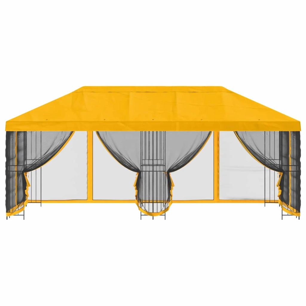 Gazebo con pareti laterali 6 x 3 m Giallo Poliestere e Acciaio 3376001