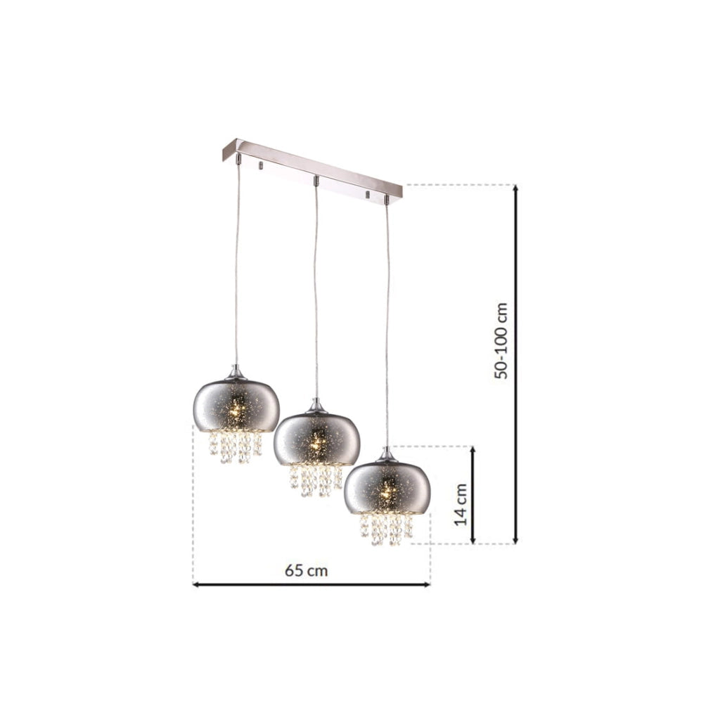 Lampadario cristallo a anelli Milagro Starlight 3xE14 cromato