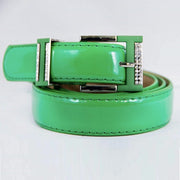 Trade Shop - Cintura Donna Verde Ecopelle Pelle Cinta Tessuto Fibbia In Metallo Brillantini -