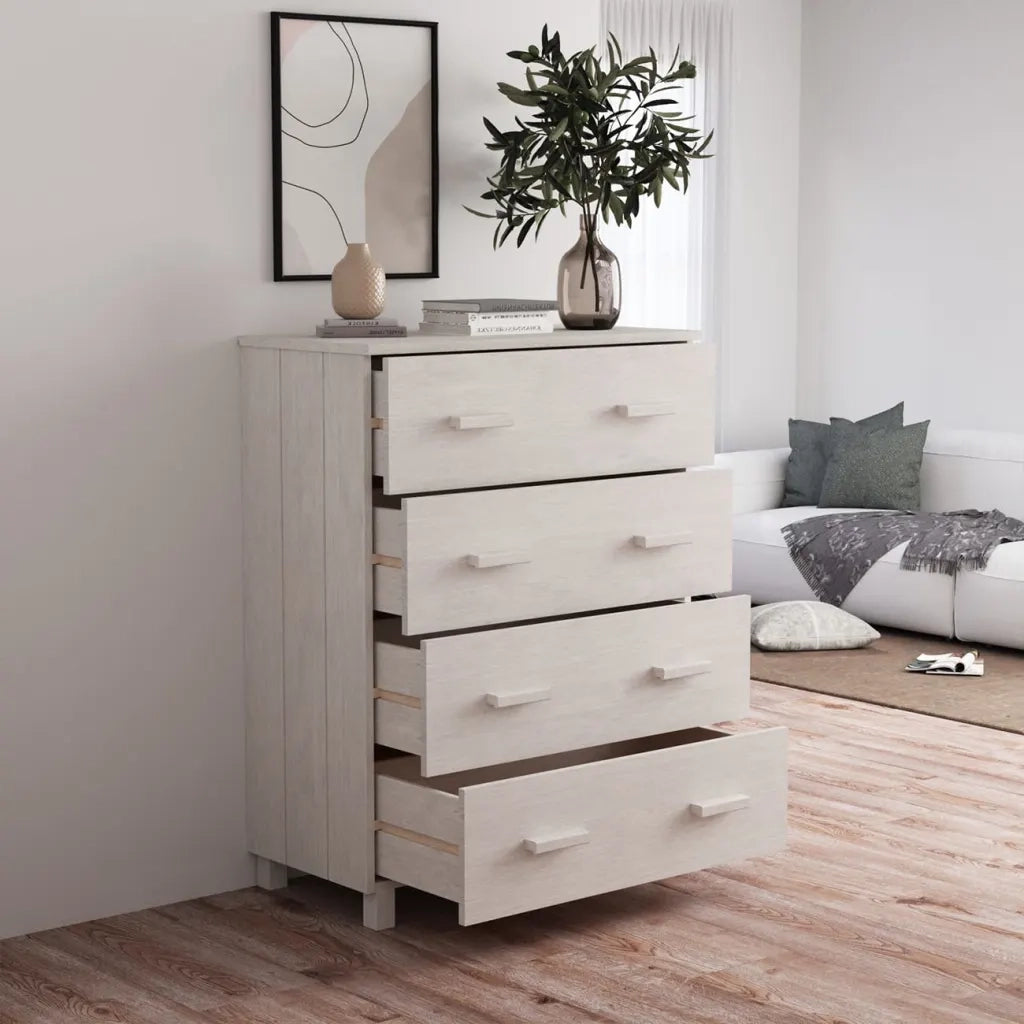 Credenza HAMAR Bianca 79x40x103,5 cm in Legno Massello di Pino